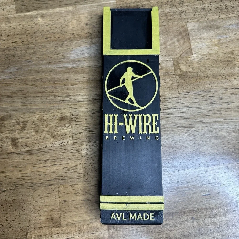 Hi-Wire Brewing Tap Handle AVL Made Draft Beer Bar Black Yellow Tall